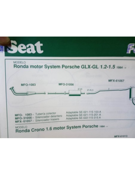 SILENCIOSO DELANTERO ESCAPE SEAT RONDA SYSTEM PORSCHE