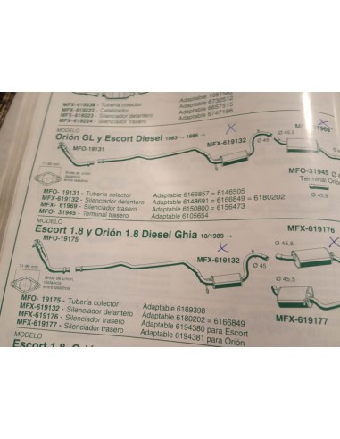 SILENCIOSO INTERMEDIO ESCAPE FORD ESCORT ORION DIESEL