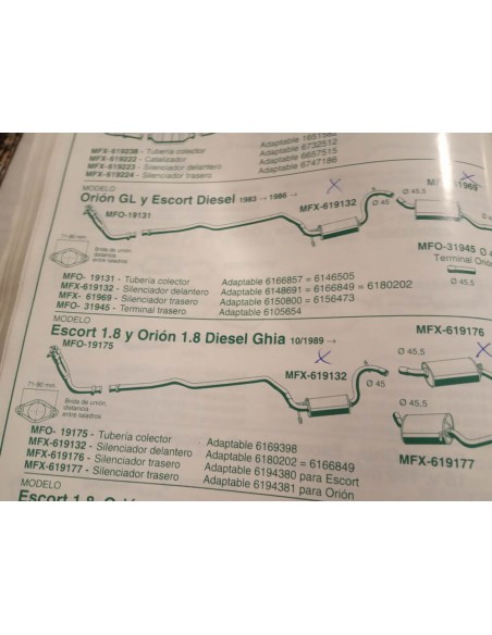 SILENCIOSO INTERMEDIO ESCAPE FORD ESCORT ORION DIESEL