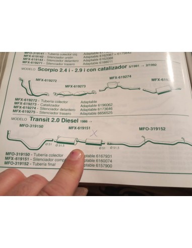 SILENCIOSO INTERMEDIO ESCAPE FORD TRANSIT DIESEL