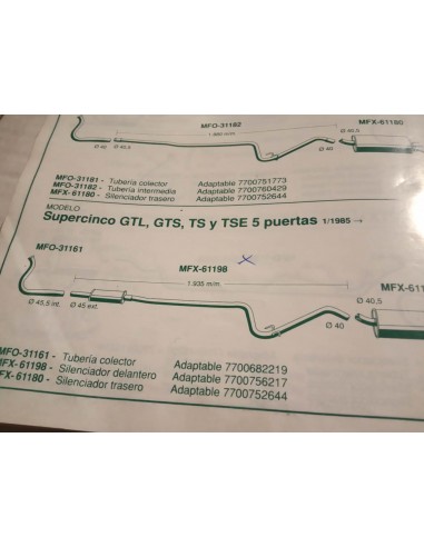 SILENCIOSO INTERMEDIO ESCAPE RENAULT SUPERCINCO