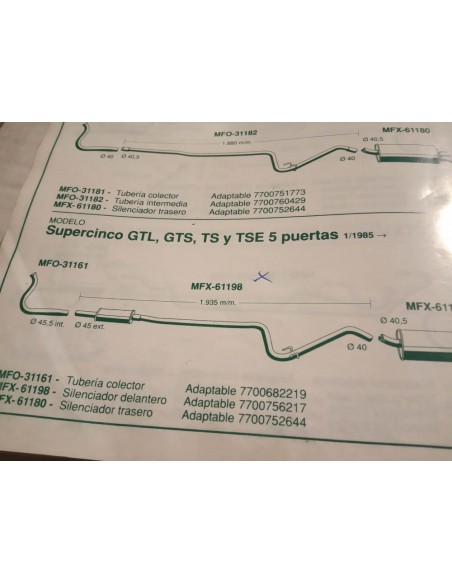 SILENCIOSO INTERMEDIO ESCAPE RENAULT SUPERCINCO