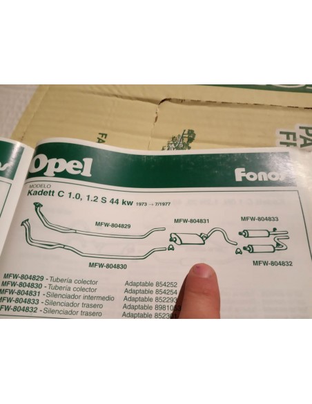 SILENCIOSO INTERMEDIO ESCAPE OPEL KADETT C 1.0 Y 1.2