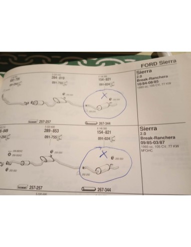 SILENCIOSO TRASERO ESCAPE FORD SIERRA FAMILAR BREAK