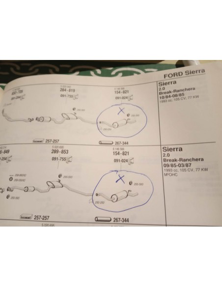 SILENCIOSO TRASERO ESCAPE FORD SIERRA FAMILAR BREAK