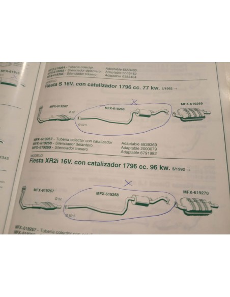 SILENCIOSO INTERMEDIO ESCAPE FORD FIESTA XR2i 16V