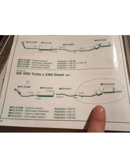 SILENCIOSO ESCAPE PEUGEOT 505 SRD TURBO