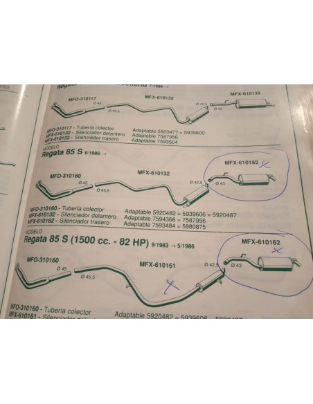 SILENCIOSO TRASERO ESCAPE FIAT REGATA 85 Y DIESEL