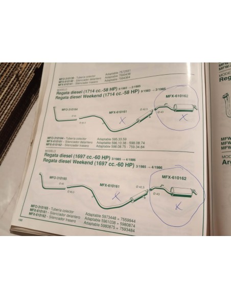 SILENCIOSO TRASERO ESCAPE FIAT REGATA 85 Y DIESEL