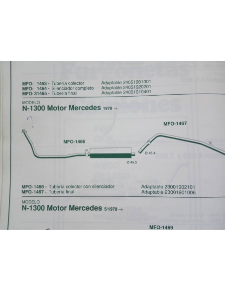 SILENCIOSO ESCAPE MERCEDES N-1300 MOTOR MERCEDES