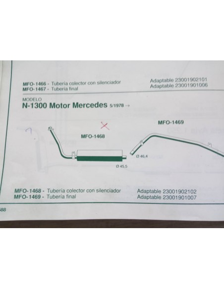 SILENCIOSO ESCAPE MERCEDES N-1300 MOTOR MERCEDES