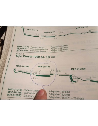 SILENCIOSO INTERMEDIO ESCAPE FIAT TIPO Y TEMPRA