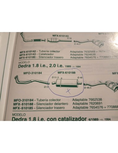 SILENCIOSO INTERMEDIO ESCAPE FIAT TIPO Y TEMPRA