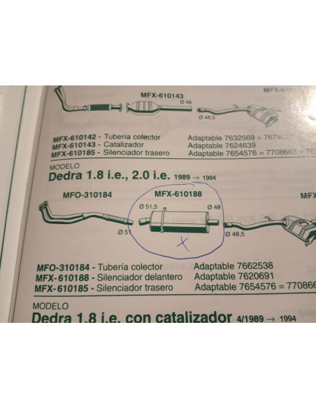 SILENCIOSO INTERMEDIO ESCAPE FIAT TIPO Y TEMPRA