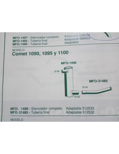 SILENCIOSO ESCAPE PEGASO COMET 1090 ,1095 Y 1100