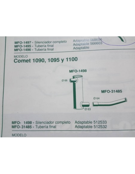 SILENCIOSO ESCAPE PEGASO COMET 1090 ,1095 Y 1100