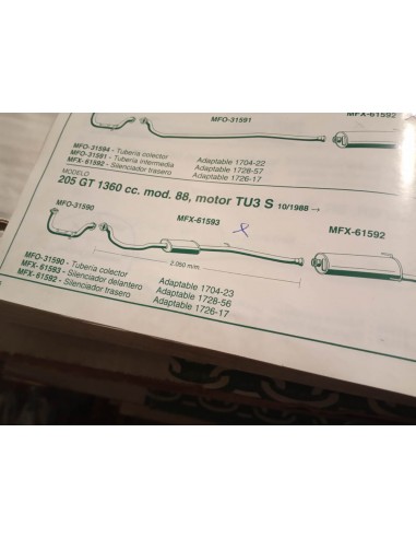 SILENCIOSO INTERMEDIO ESCAPE PEUGEOT 205 GT 1.4
