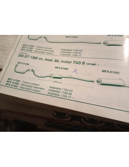 SILENCIOSO INTERMEDIO ESCAPE PEUGEOT 205 GT 1.4