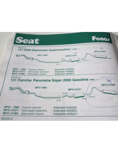 SILENCIOSO INTERMEDIO ESCAPE SEAT 131