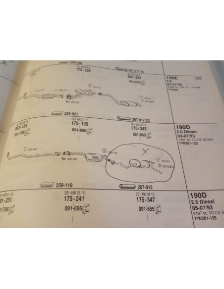 SILENCIOSO TRASERO ESCAPE MERCEDES 190 W201