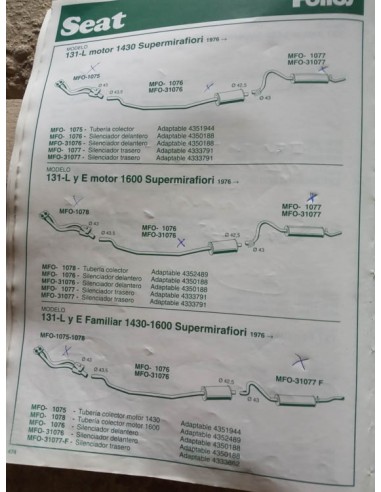 SILENCIOSO INTERMEDIO ESCAPE SEAT 131 L Y E SUPERMIRAFIORI