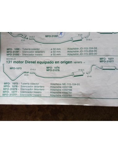 SILENCIOSO INTERMEDIO ESCAPE SEAT 131 L Y E SUPERMIRAFIORI