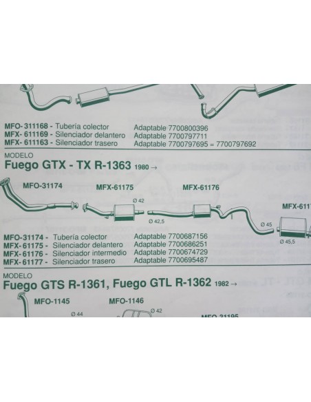 SILENCIOSO INTERMEDIO ESCAPE RENAULT FUEGO GTX Y TX