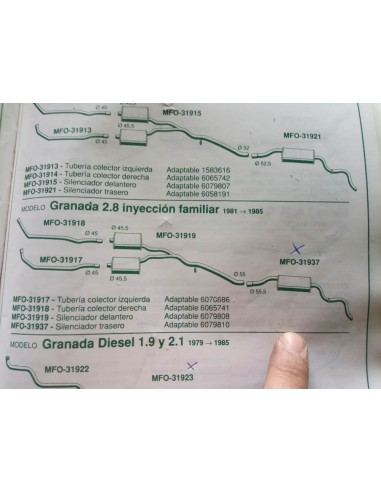 SILENCIOSO TRASERO ESCAPE FORD GRANADA FAMILIAR INYECCION