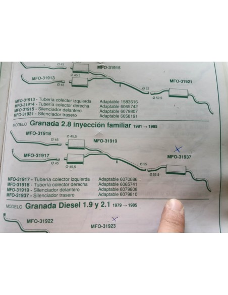 SILENCIOSO TRASERO ESCAPE FORD GRANADA FAMILIAR INYECCION