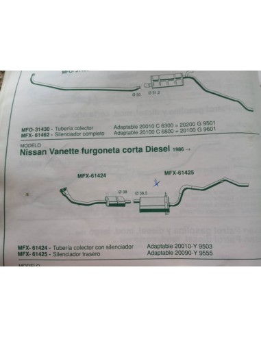 SILENCIOSO TRASERO ESCAPE NISSAN VANETTE CORTA DIESEL