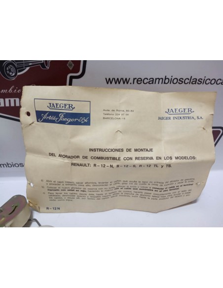 AFORADOR DE GASOLINA RENAULT 12 S , N , TL Y TS JAEGER 9580