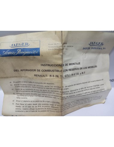 AFORADOR GASOLINA RENAULT 5 Y 7 TL ,TS Y GTL DEL 76 AL 85