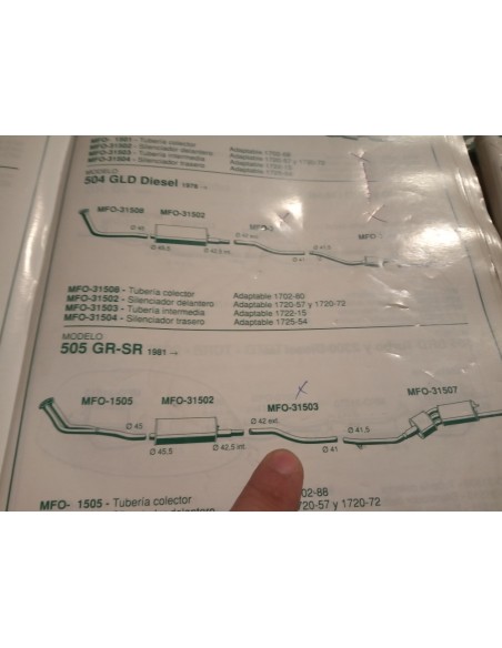TUBERIA INTERMEDIA ESCAPE PEUGEOT 504 Y 505